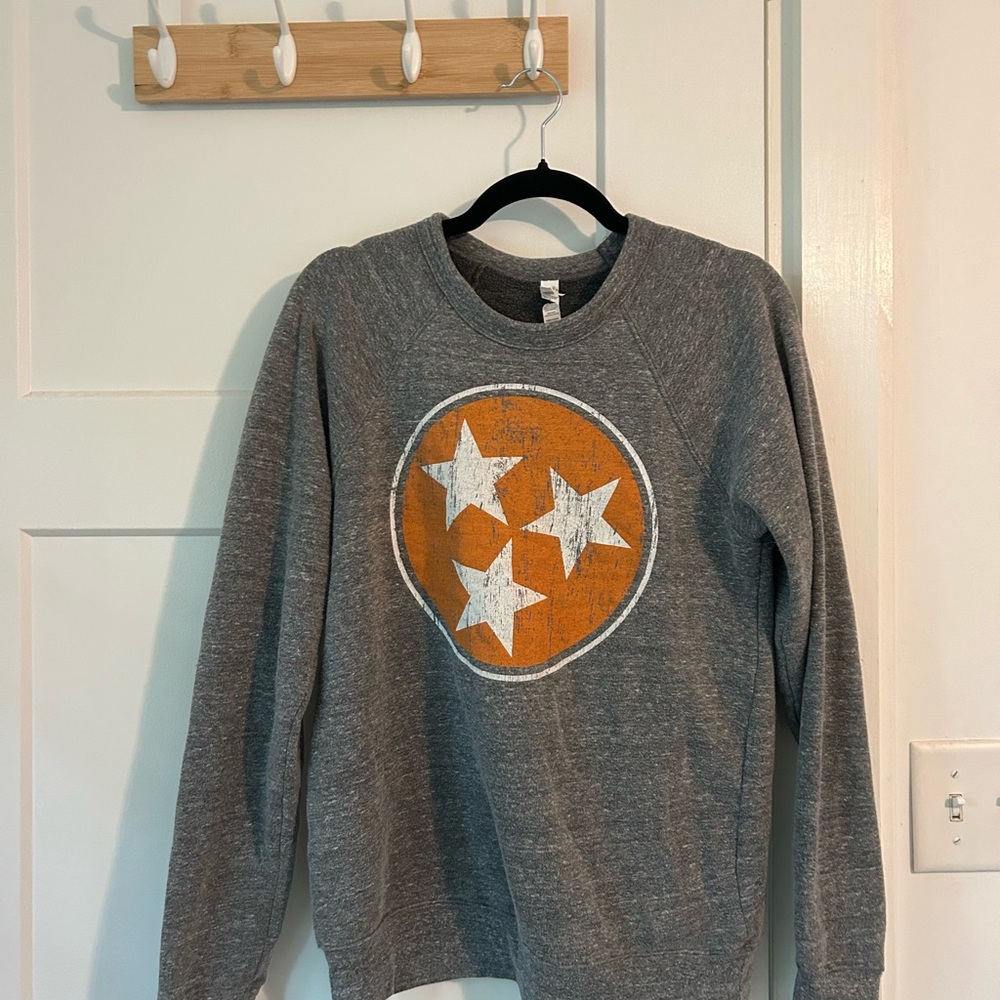 Heather Gray Crewneck with Orange Tri-Star Logo